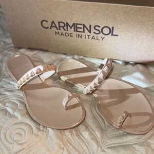Carmen Sol Women's Nude Studded Sandals